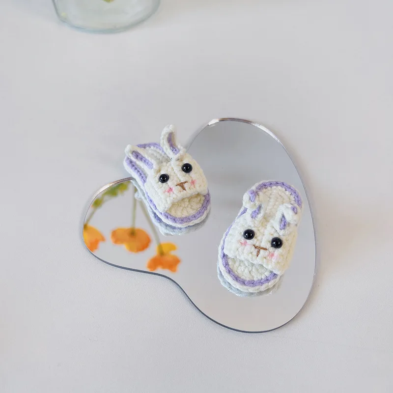 wholesale Custom yarn knitting slippers shape cute animal hair clip handmade bobby hair pin for summer women and girls
