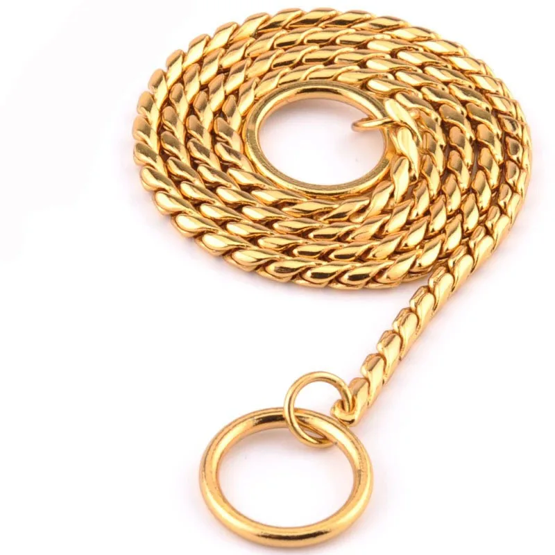 Stainless Steel Gold Dog Snake Chain Metal P Chain Collar for Dogs