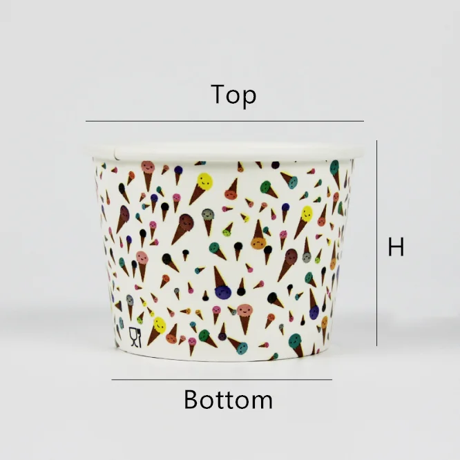 factory-direct sale 4oz 8oz 16oz Disposable icecream cups paper bowl paper cup  with lids for holding ice cream sundaes gelato