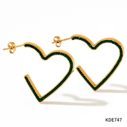 Gold Simple Fashion Jewelry Women Pendant Necklace and Stud Earrings Stainless Steel Jewelry Set