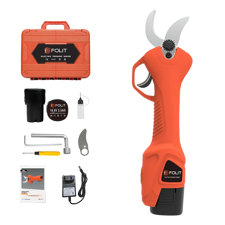 Industrial grade 16.8V 2000mAh 30mm progressive cutting finger protection battery pruner cordless electric pruning shear