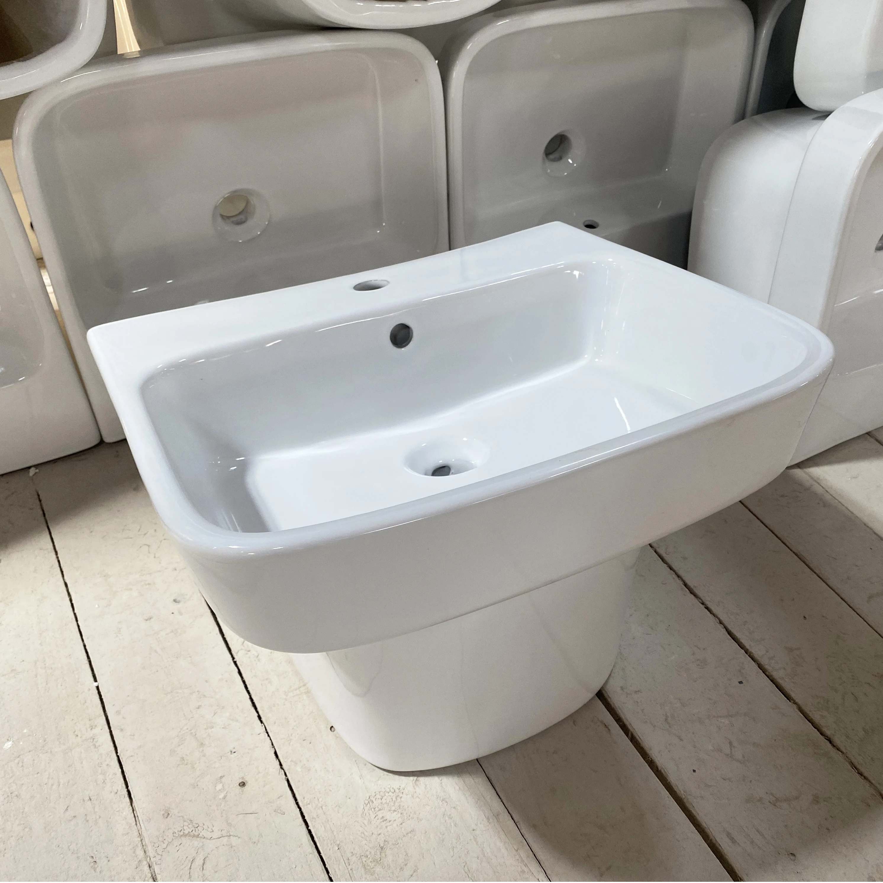 Фабричная Керамическая сантехника lavabo прямоугольная керамическая настенная раковина для ванной комнаты Белая