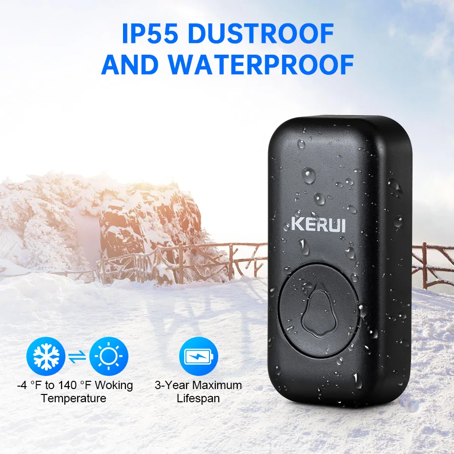 KERUI M525 Home Security Welcome  Doorbell Smart Chimes Door Bell Alarm LED Light 32 Songs With Waterproof Touch Button