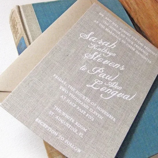 Vintage Textured Linen Paper Custom Shaped Thermo Foil Logo Wedding Paper Envelope Customer Feedback Envelope