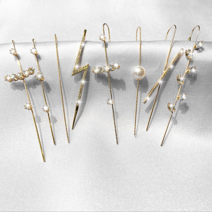 Fashion Multifunction Personalized Wrap Ear Pin Ear Line Hook Earrings New Trendy Creative Design Crystal Dangle Earring