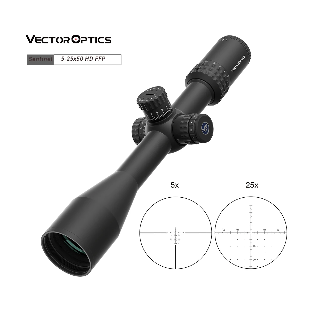 Vector Optics Sentinel 5-25x50 HD FFP Aluminum Zero Stop Sight Long Range Competition Target Scope Hunting