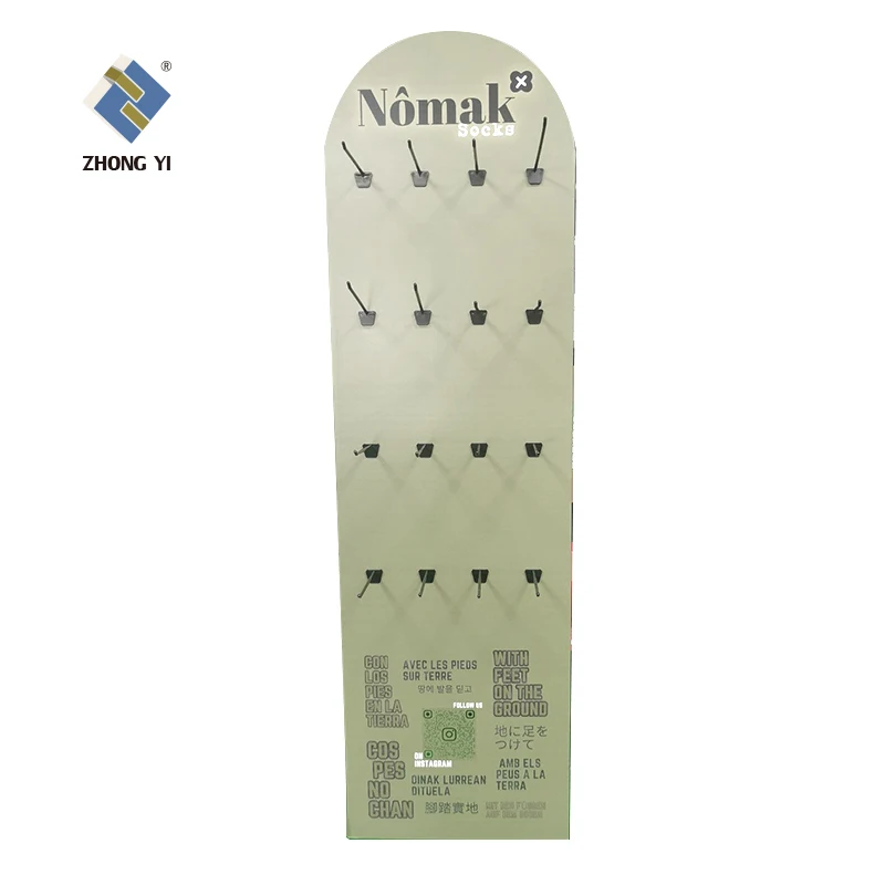 Hot Sale Customized Cardboard Hook Floor Display Stand for Supermarket Cardboard Socks Display