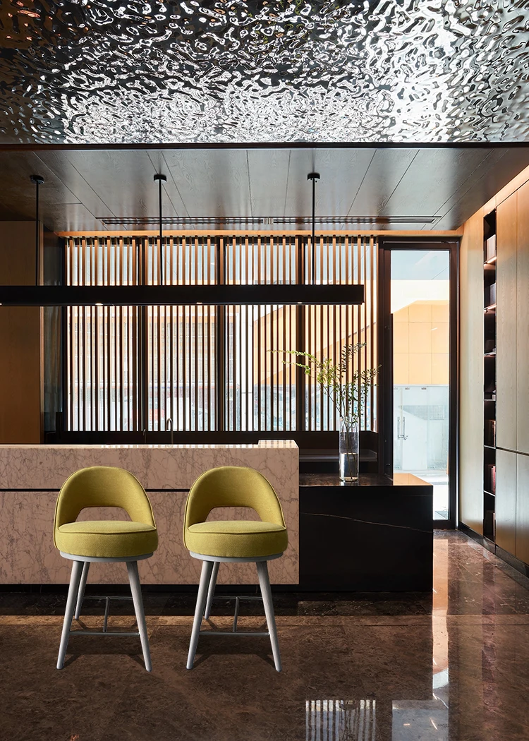 Nordic  Antique Vintage Stainless Steel Stool Wooden Golden Luxury High Chair For Chair Bar