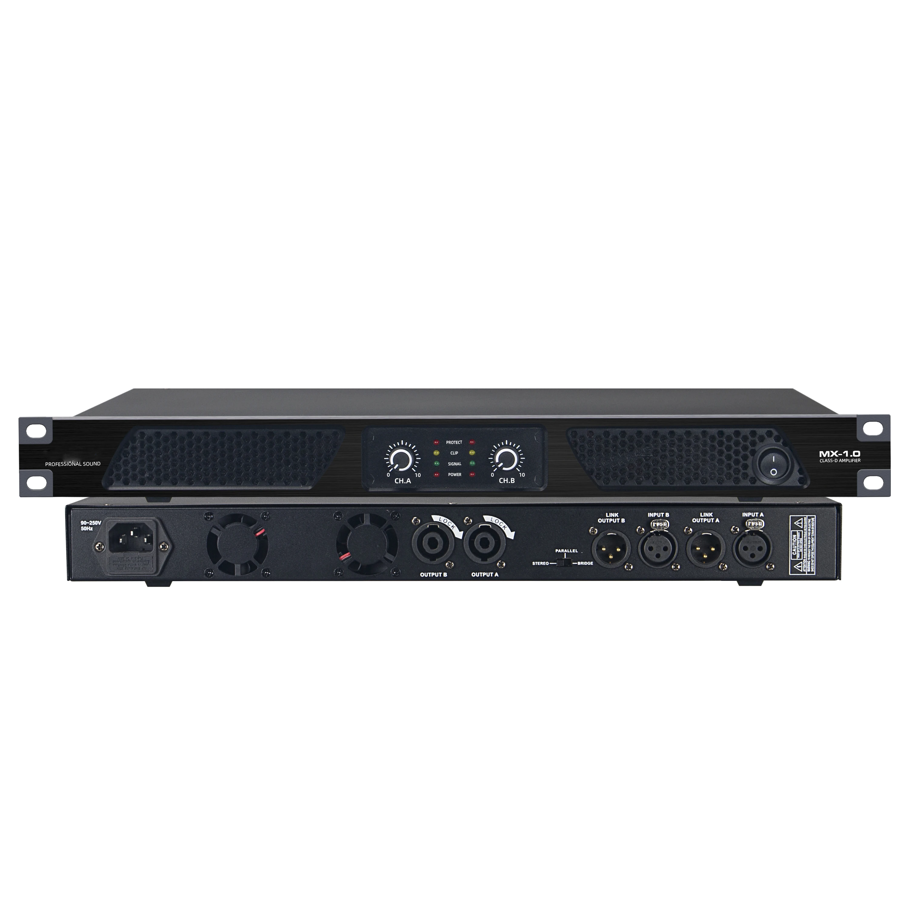 1U 500W 2  Channel Professional Digital Power Amplifier for Stage Performance Concert Meeting KTV