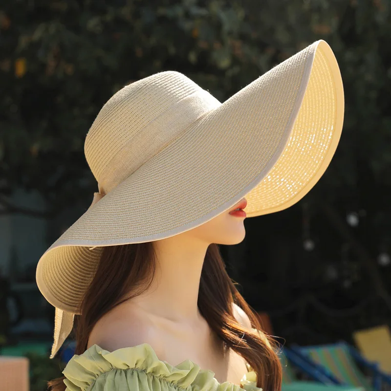 FREE SAMPLE women summer ladies foldable wide brim floppy beach sun straw sun hats for women summer ladies