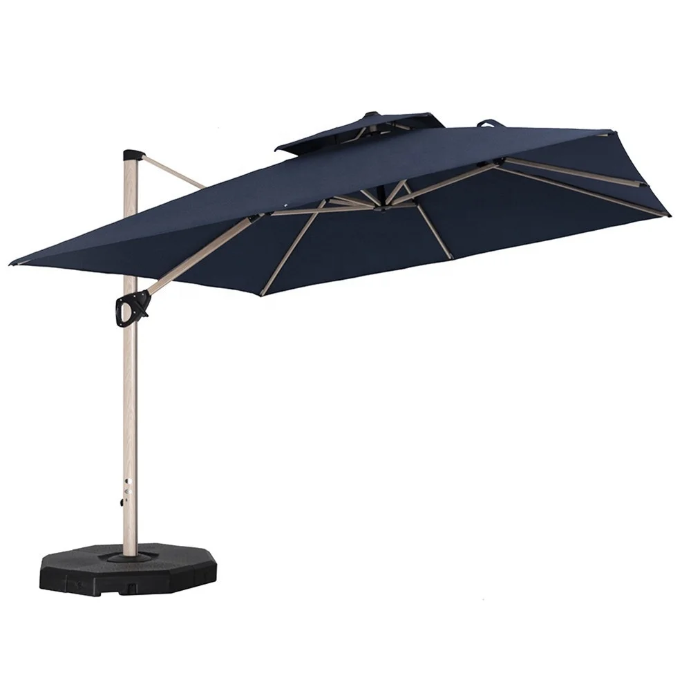 
Square Beach Umbrella Canopy Double UV Coating Water Resistant Patio Offset Cantilever Pool Side Umbrella 