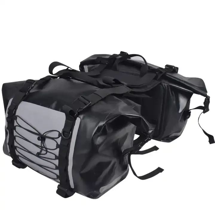Large Capacity roll top PVC motorcycle bag waterproof saddle bag  Motorcycles Side Bags