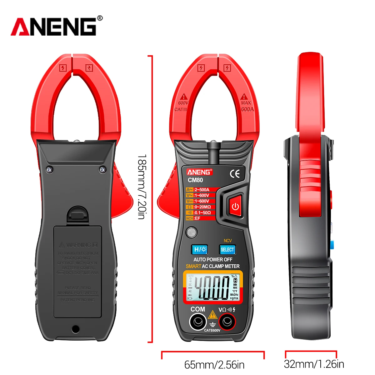 ANENG CM80 Digital clamp meter Ammeter Voltage Car Amp Hz Capacitance NCV Ohm Test multimeter digital profesional tester