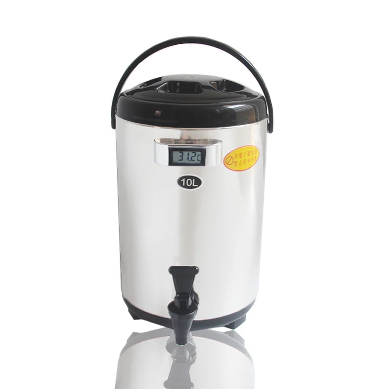 New coffee juice milk tea container bottle thermos round shape paint insulation barrel drink dispenser with thermometer