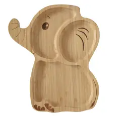 Baby Dinner Wood Plate Baby Bamboo Suction Plate Eco-Friendly Lovely Bamboo Elephant Baby Plate