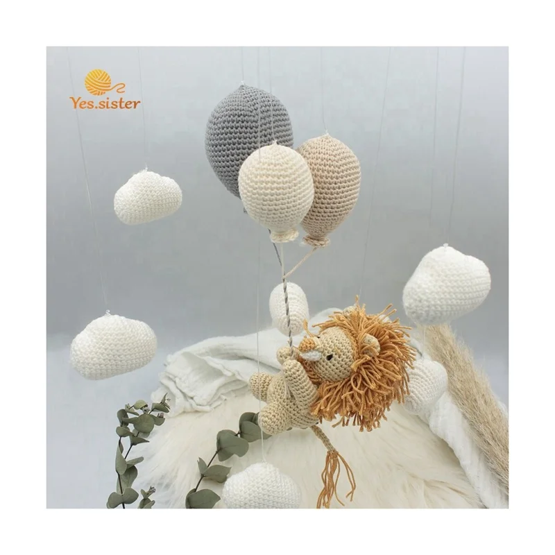 Мини вязаный крючком куб льва мягкая игрушка подвесной нейтральный детский Декор мобиль для детской комнаты