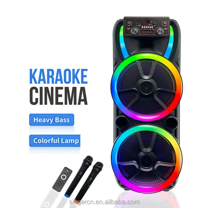 DR-1506 Новый PartyBox двойной 15-дюймовый свет партии светодиодный стерео беспроводной микрофон караоке Портативный Большой громкоговоритель уличный звук