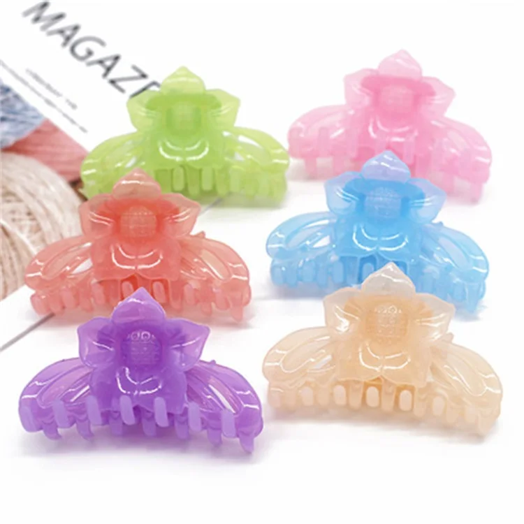 Зажим для волос прозрачный в Корейском стиле, аксессуары для девушек, пластиковые заколки-бабочки с подсолнухом, большой зажим, желе