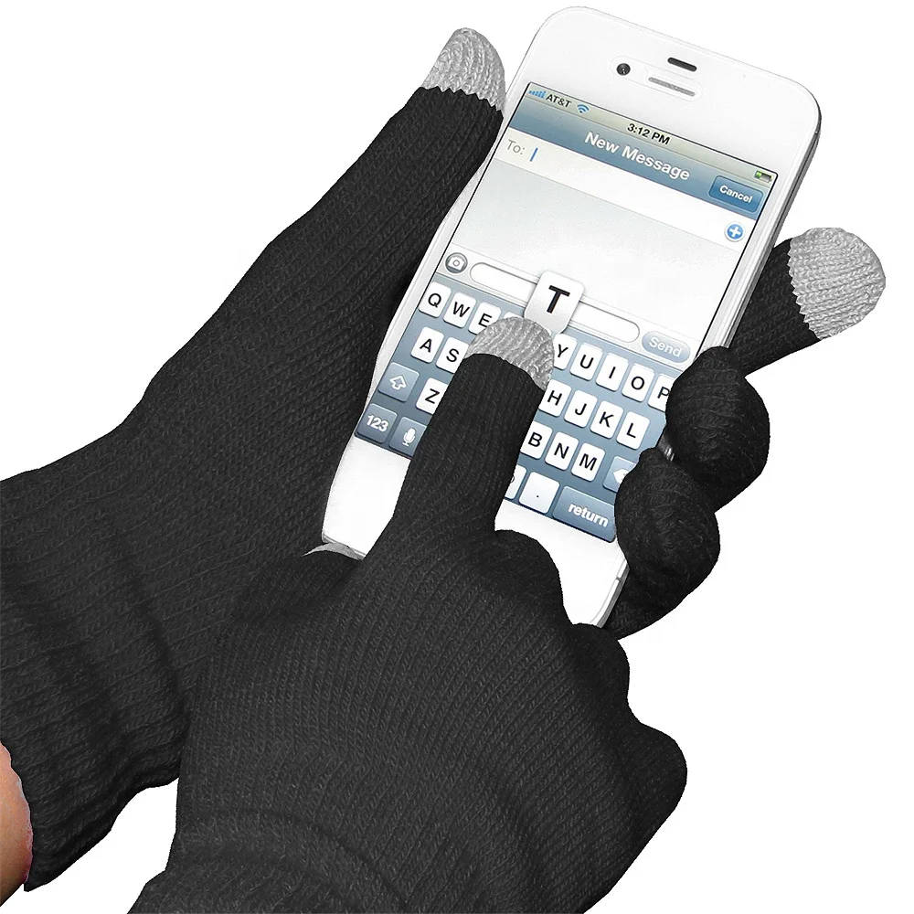 Winter Smart Touch Screen Warm Thick Acrylic Lined Knitted Gloves