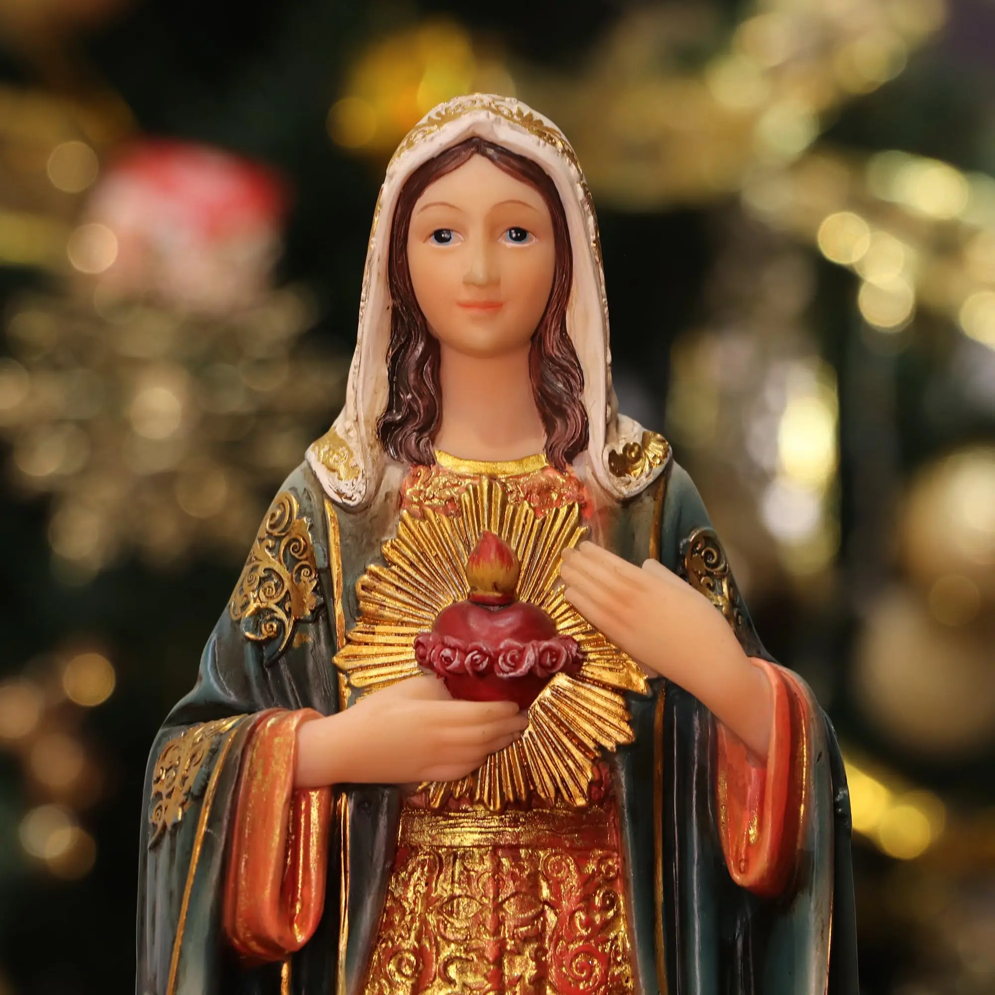 Virgin Mary Statue Sacred Heart Figure Resin Sculpture Savior Figurine Catholic Religious Gift Home Chapel Decoration