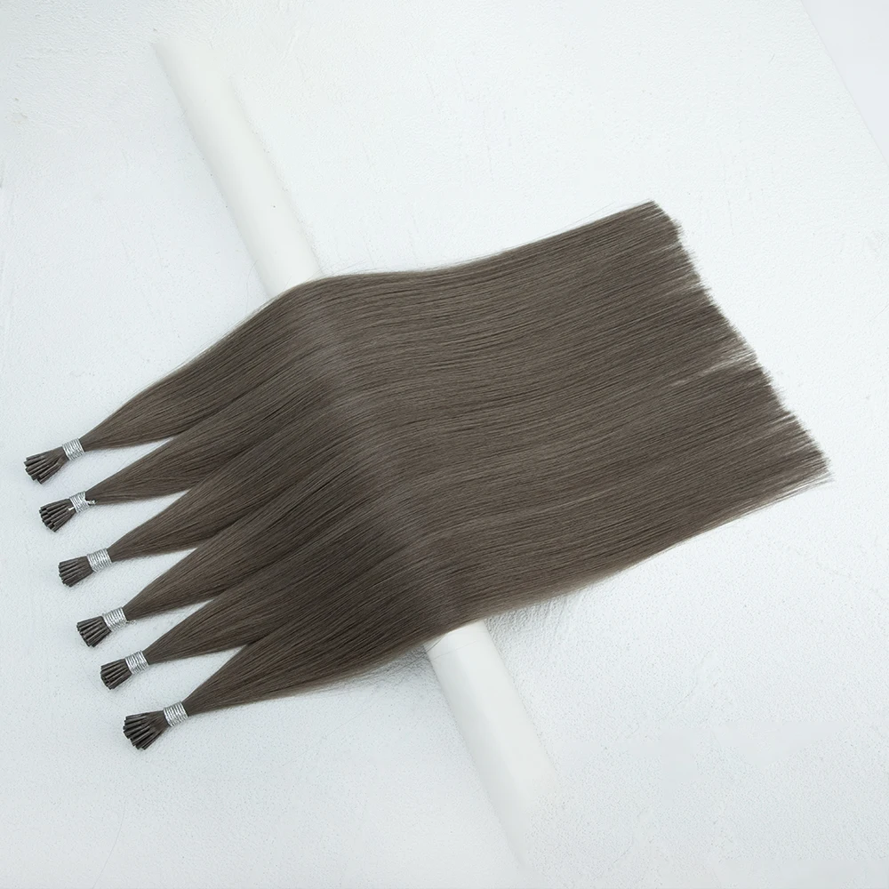 Human Hair Extensions I Tip Keratin Most Popular Dark Brown Russian Hair Free Logo & Packaging Design Natural & Healthy & Smooth