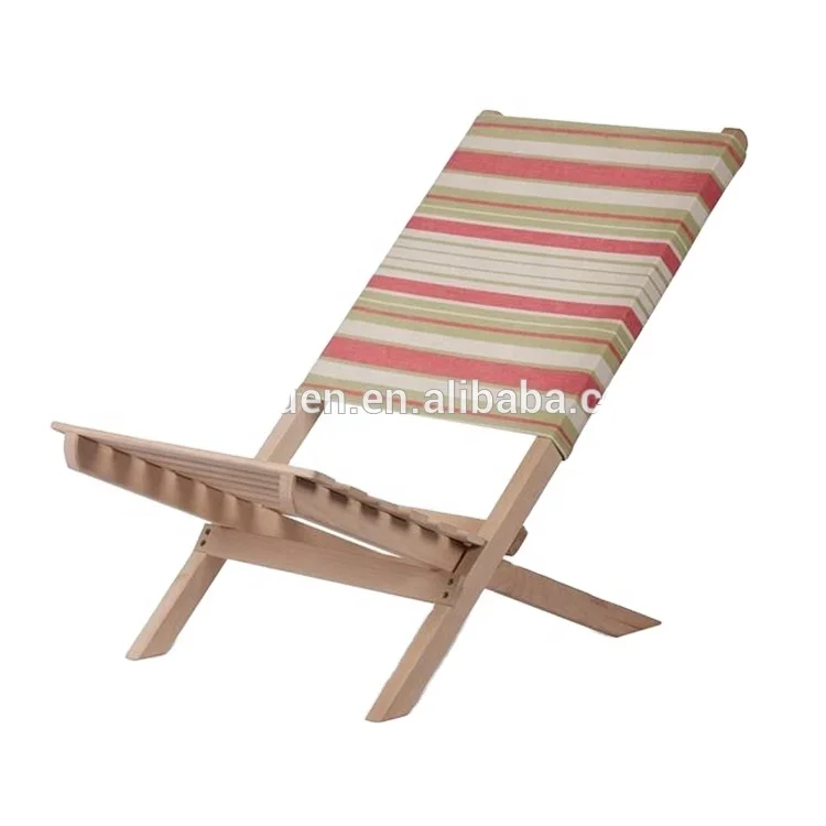 
Wholesale Portable Wood Canvas Folding Beach Chair Deck Chair 
