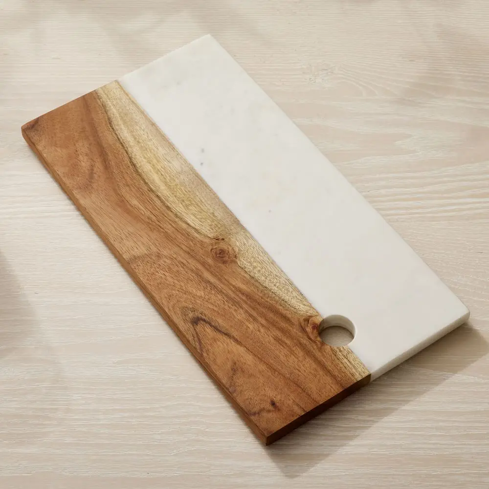 Shende Acacia Wood and White Marble Design Cheese Board Wooden Serving Board for home decoration