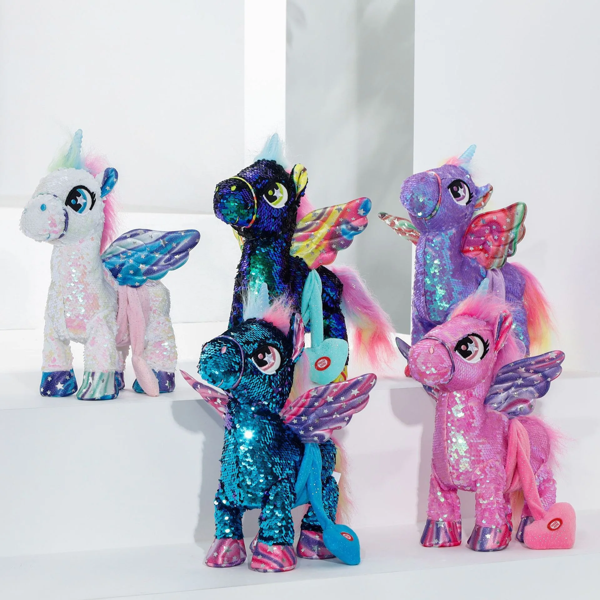 Wholesale Custom Cute Unicorn Stuffed Toys Reversible Glitter Two-Side Sequin Unicorn Plush Toy Dolls