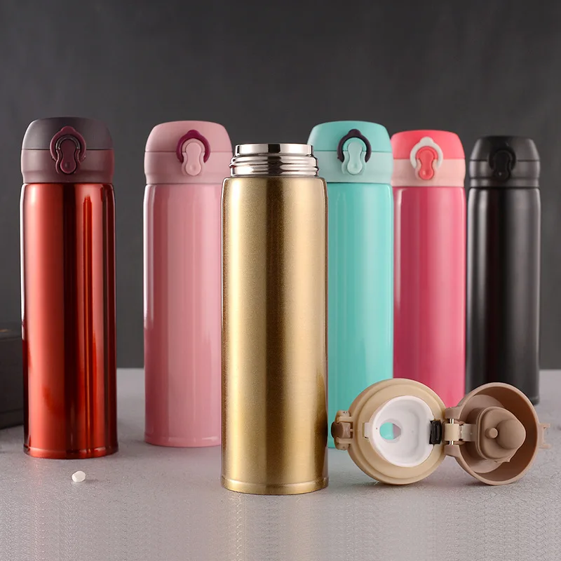 Wholesale 304 stainless steel vacuum flask Double wall vacuum cartoon bounce pea water bottle advertising gift water mug