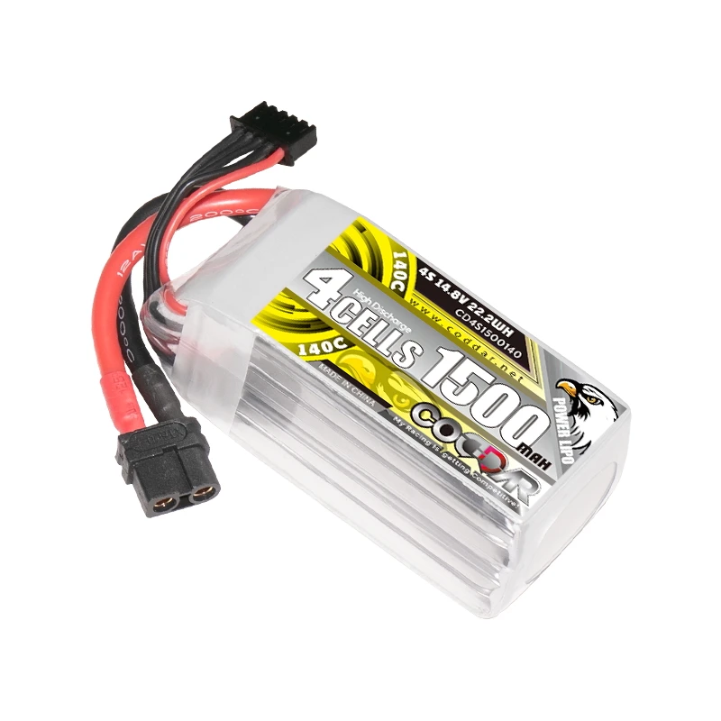 CODDAR RC LiPo Battery 4S 1500MAH 14.8V 140C XT60 FPV Drone QuadCopter HeliCopter MultiCopter Freestyle Drone UAV Aerial Model