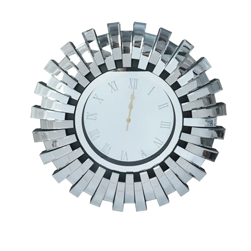 2023 new design Mirrored clock WXMC-084 bending Glass Silver wall decor 3D Round Clock mirror home decor for living room