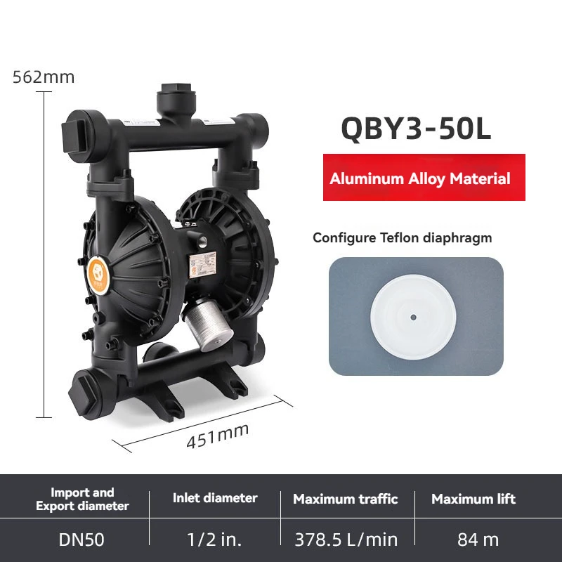 Пневматический мембранный насос из алюминиевого сплава QBY3-40L диафрагменный коррозионно-стойкий поршневой