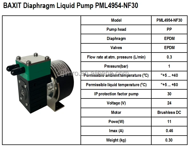 PML4954-NF30 Micro Diaphragm Liquid Pump Gas Pump Replace KNF NF30