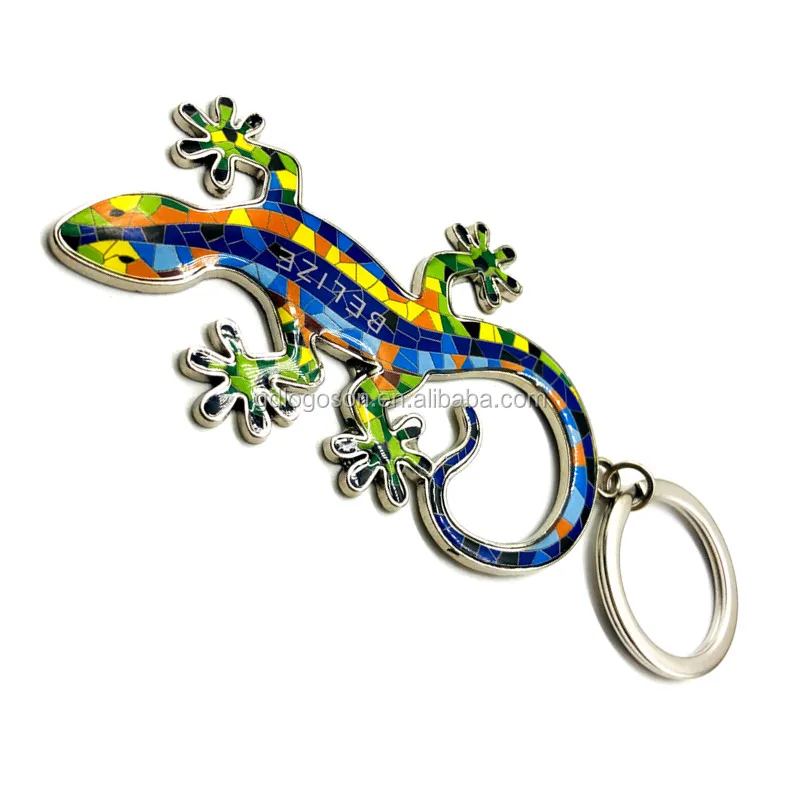 2021 Nice Color Belize Souvenirs Mosaic Gecko Animal Lizard Keychains Keyring