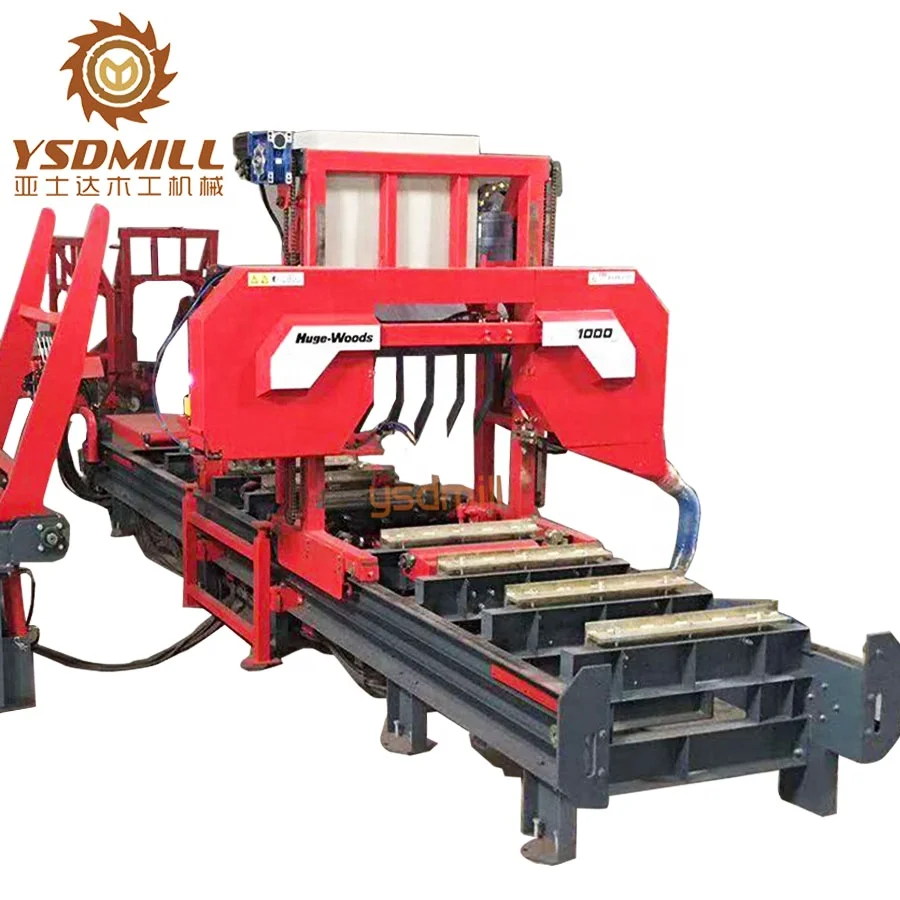 Horizontal band saw for wood log cutting sawmill forestry machinery