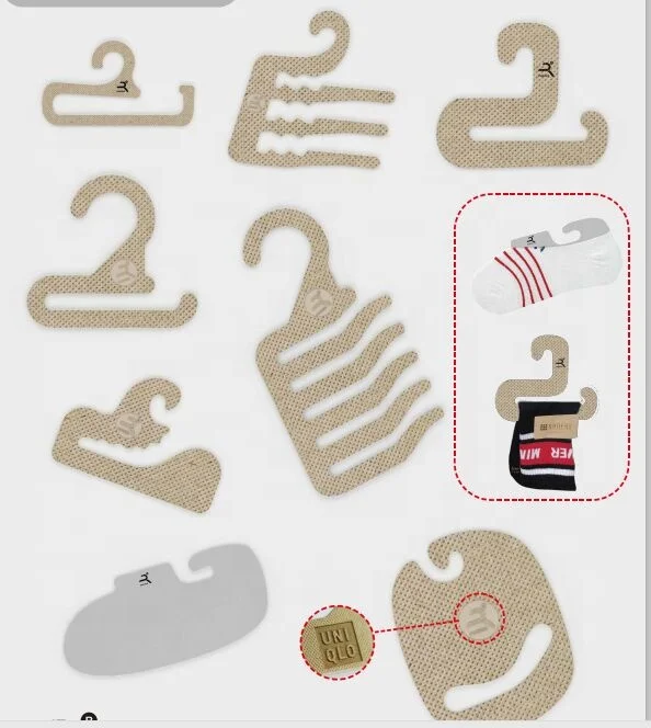 biodegradable recycled Z  U shape paper packaging hook for socks