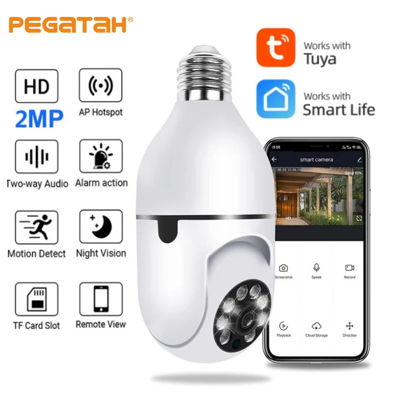 Full Color Night Vision 1080P CCTV Wireless Camera Security Bulb Camera