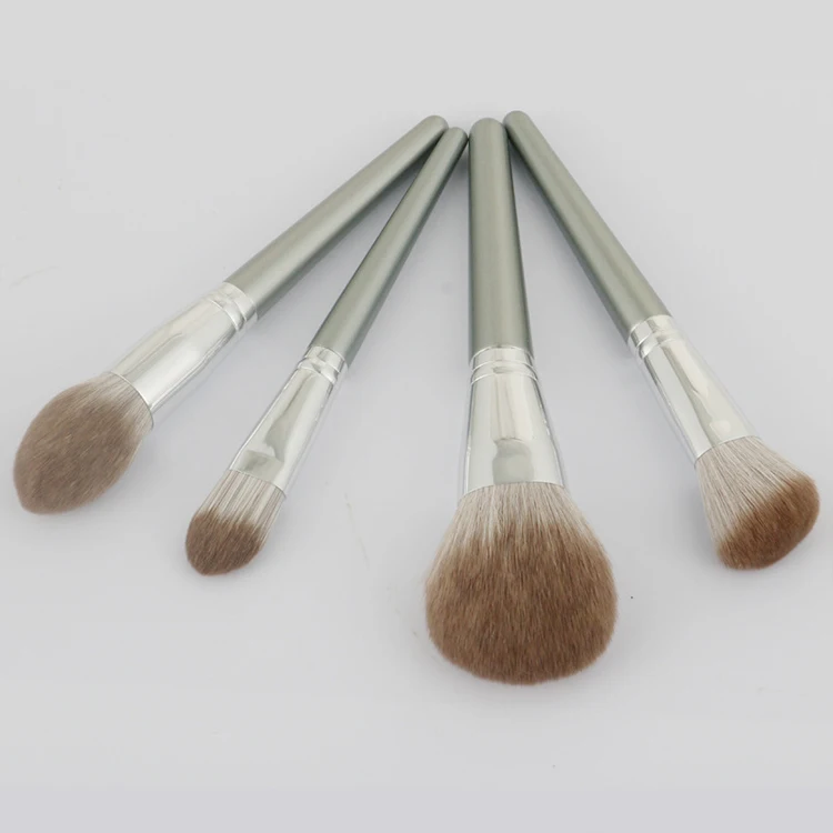wholesale private logo silver premium synthetic fiber 14 makeup brush set