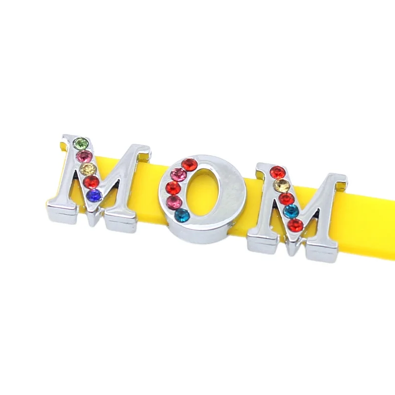 8mm Half Rhinestone Sliding Charm Letters Slide Charms Alphabet Letter for DIY Bracelets Making Jewelry Accessories