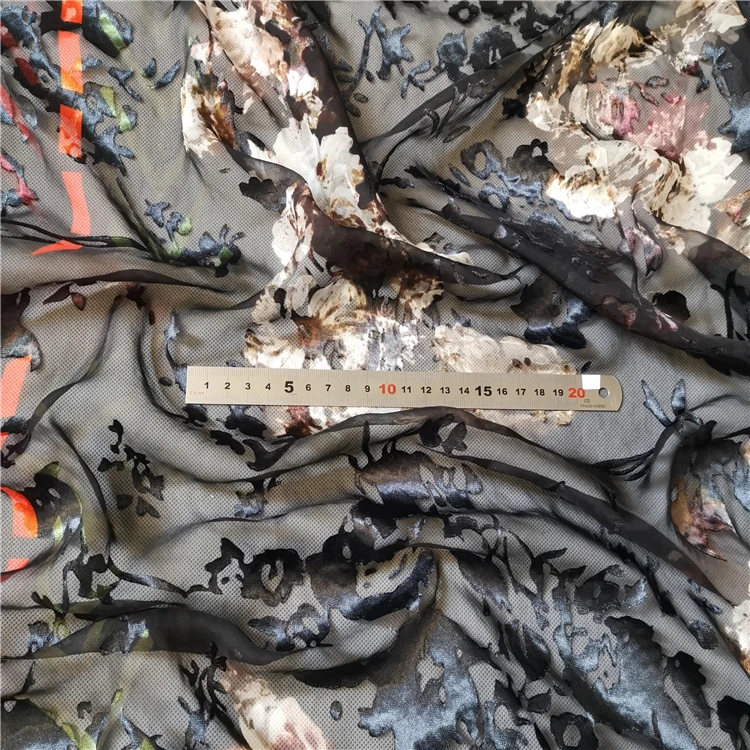 
Italian Burnout Silk Fabric Silk Viscose Blend Fabric Viscose Silk Fabric 