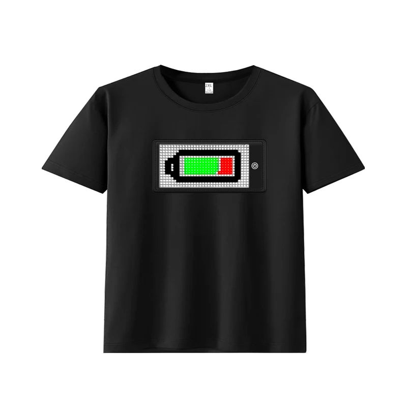 LED Light up T-Shirt APP Programmable Flashing Luminous Display Battery Rechargeable Customizable Party Product