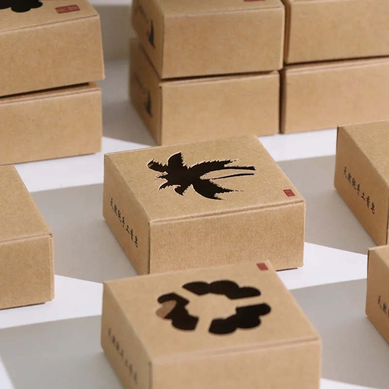 Custom logo eco friendly recycled square biodegradable brown Kraft paper folding mailer soap box with window