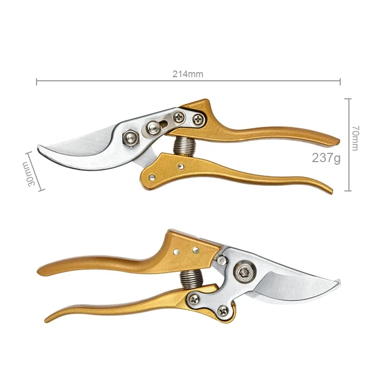 Golden Handle Tree Trimmers Secateurs Hand Clippers Garden Scissors Fruit Picking Shears