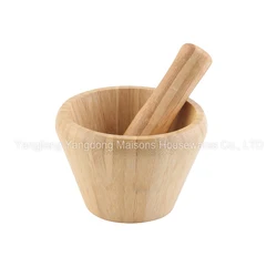 Maisons New Arrival Kitchen Tool Herb Spice Masher Natural Bamboo Mortar and Pestle Set