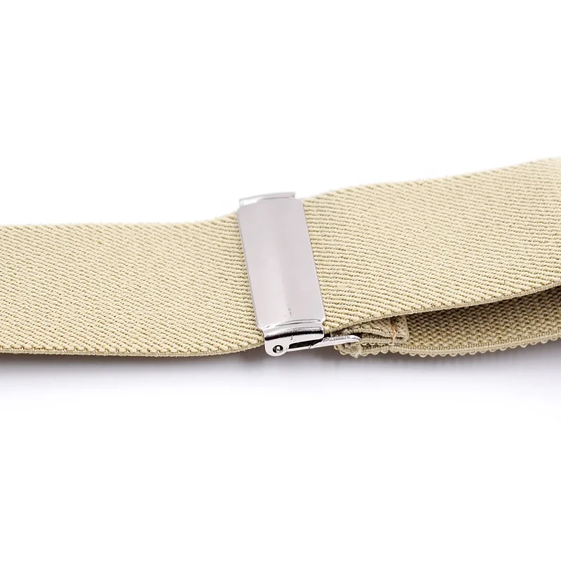 Multi-function 3 Clips Genuine Leather Braces Y-Back Shape Elastic Stretch  Men Suspender with Gift Box