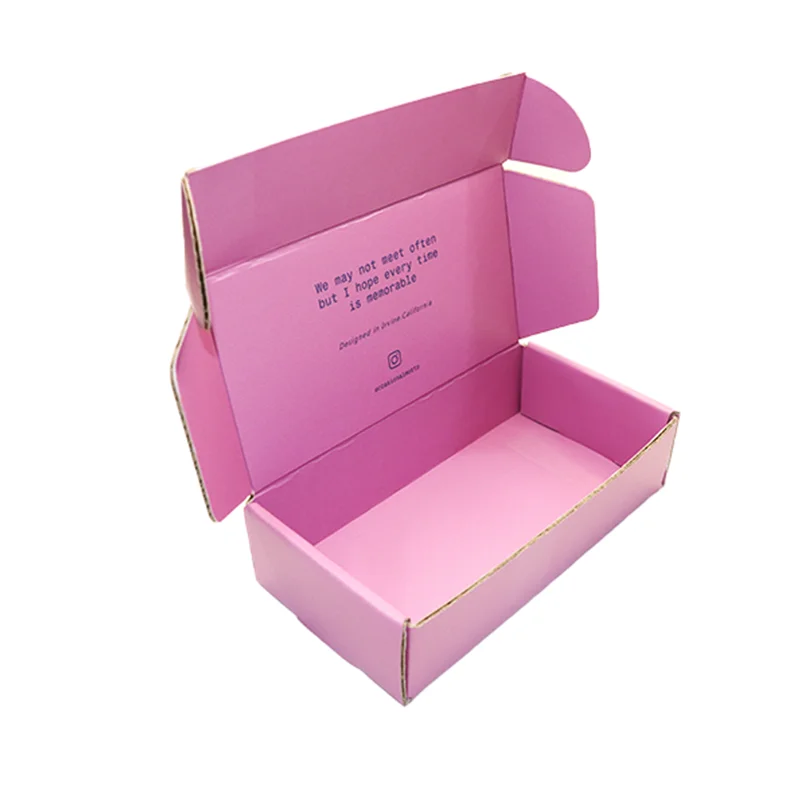 Custom logo pink shipping box for dress shoes cartoon Folding mailer Box