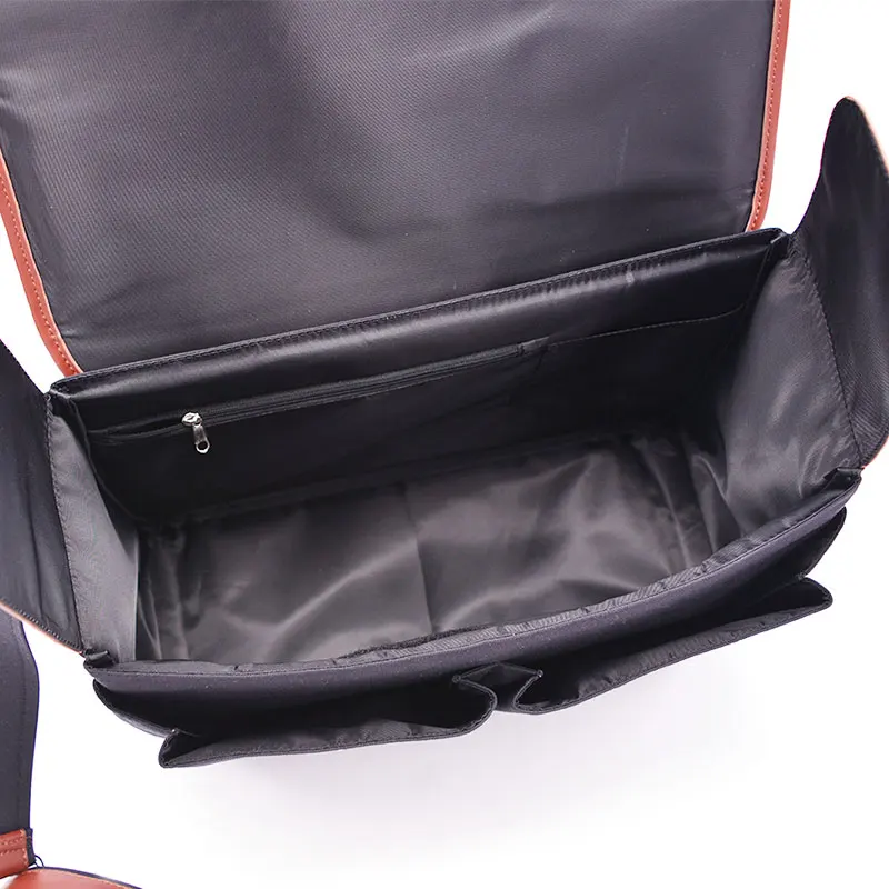 Vintage Custom Men Photographer Waterproof Waxed Canvas Leather Messenger Crossbody Dslr Camera Bag with  Removable Insert