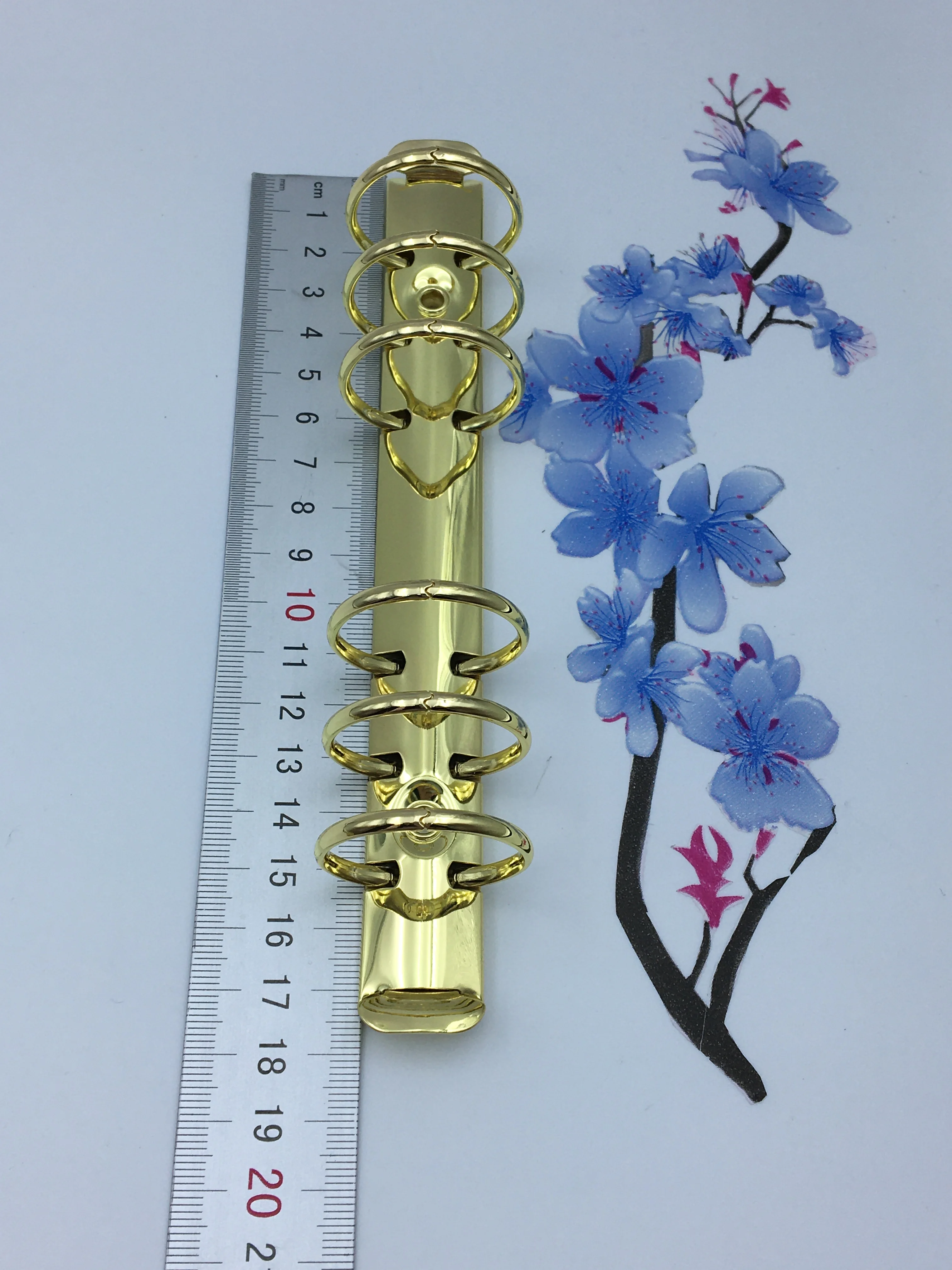 6 ring gold metal binder Custom A4 size A5 A6 hardware metal 6 ring binder mechanism gold for folder