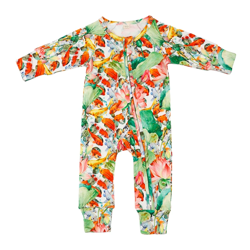 Organic baby romper wholesale cotton zippy romper custom print sleepsuit baby lounge suit baby clothes new born sleepwear