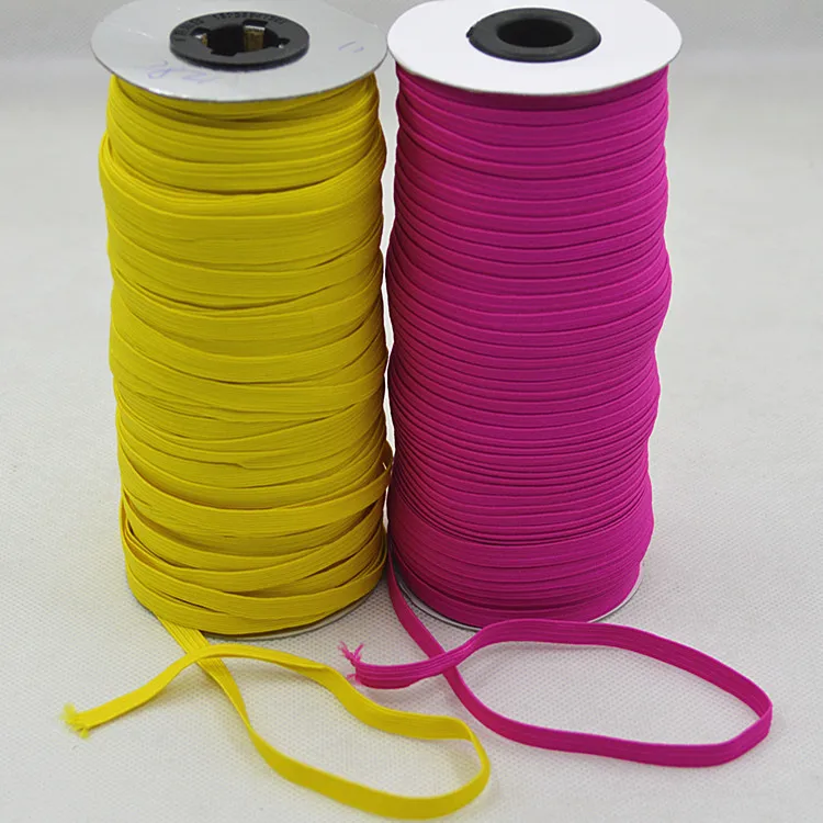 factory  wholesale 6mm 1/4 Inch Colorful Braided Elastic Band Flat Elastic Cord manufacturer Heavy Stretch for Sewing